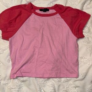 Forever 21 Pink Crop Tee with Darker Pink Trim